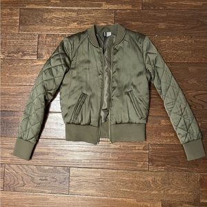 Army Green Puffy Bomber Jacket